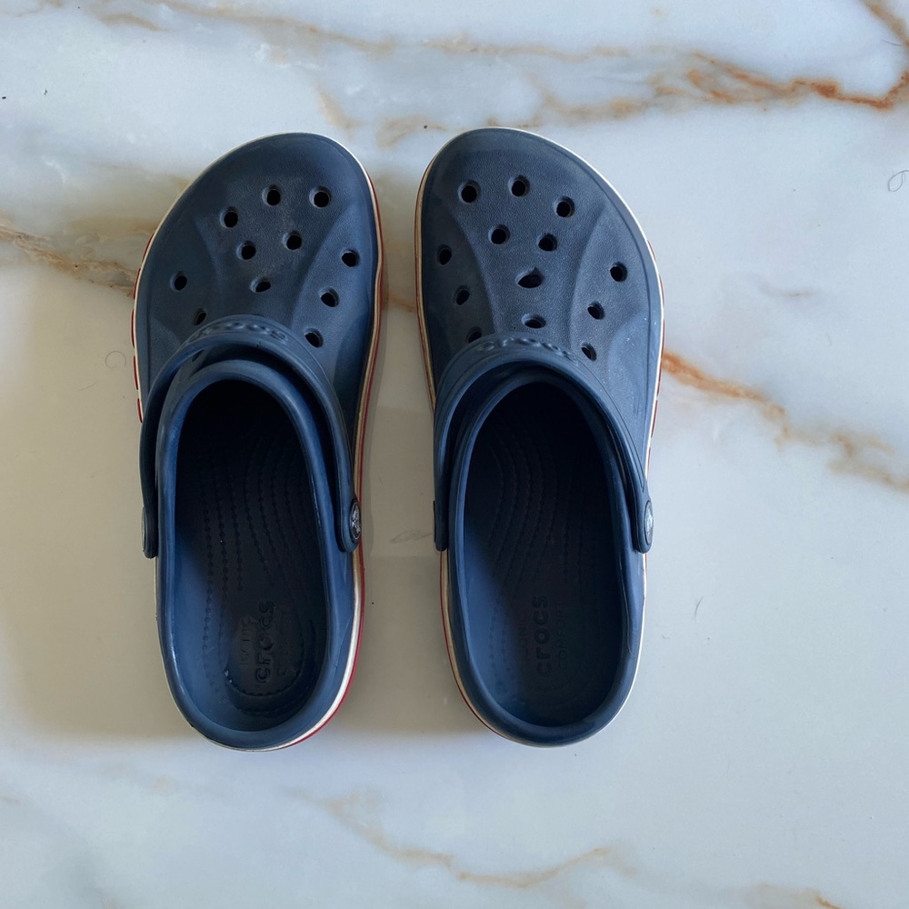 CROCS Blue Water Shoes with Perforated Design and Rotating Heel Strap